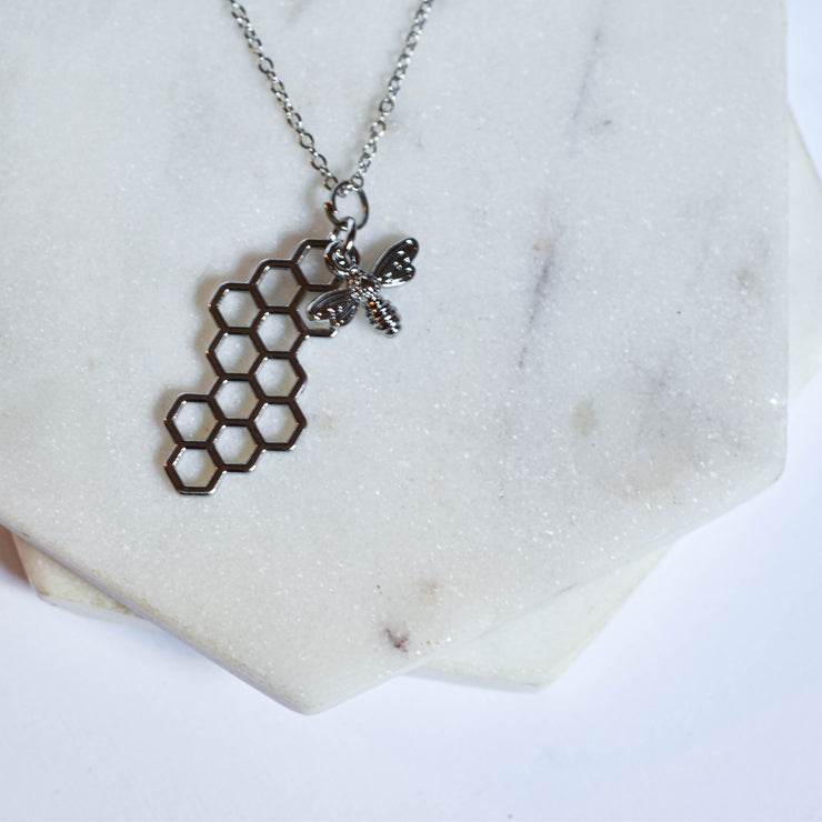 Honeycomb & Bee Necklace - New!